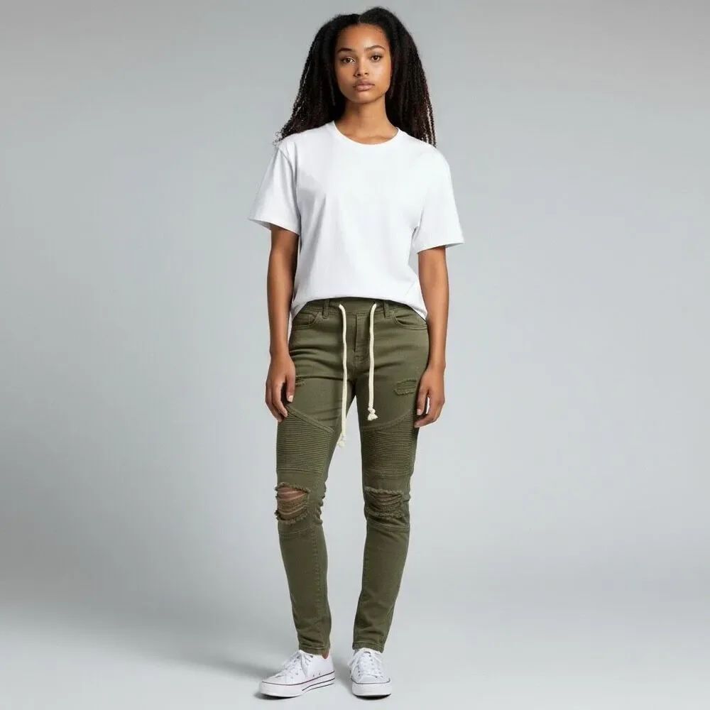 Urban Heritage Solid GreenβDistressed Skinny Jeggings Spandex Cotton Blend M